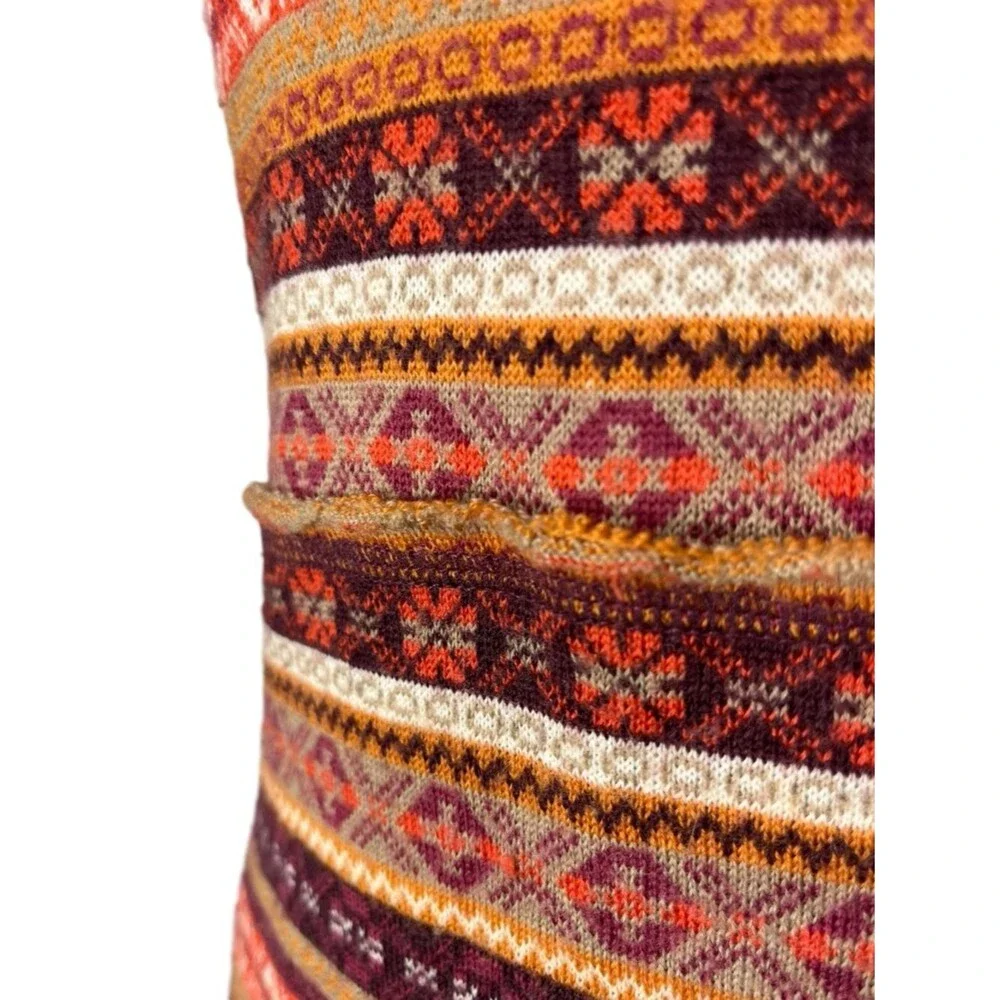 Free People Sleeveless Knit Dress Striped Nordic Boho festival retro Orange Red
